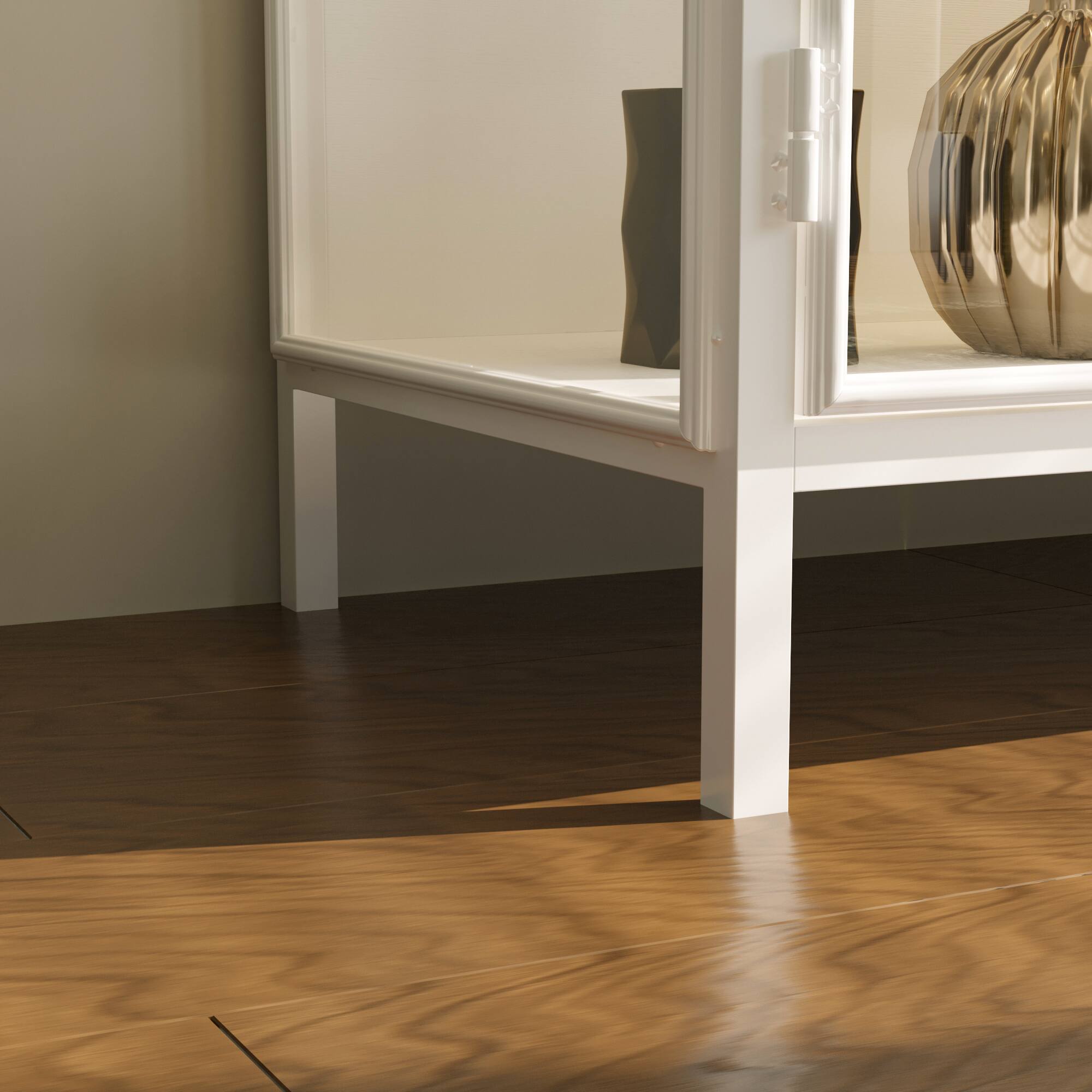 Alt View 8. Famapy - Famapy Modern Glass Door Display Cabinet with LED Lighting Metal Frame Tempered GlassStorage Shelves for Living Room - White.