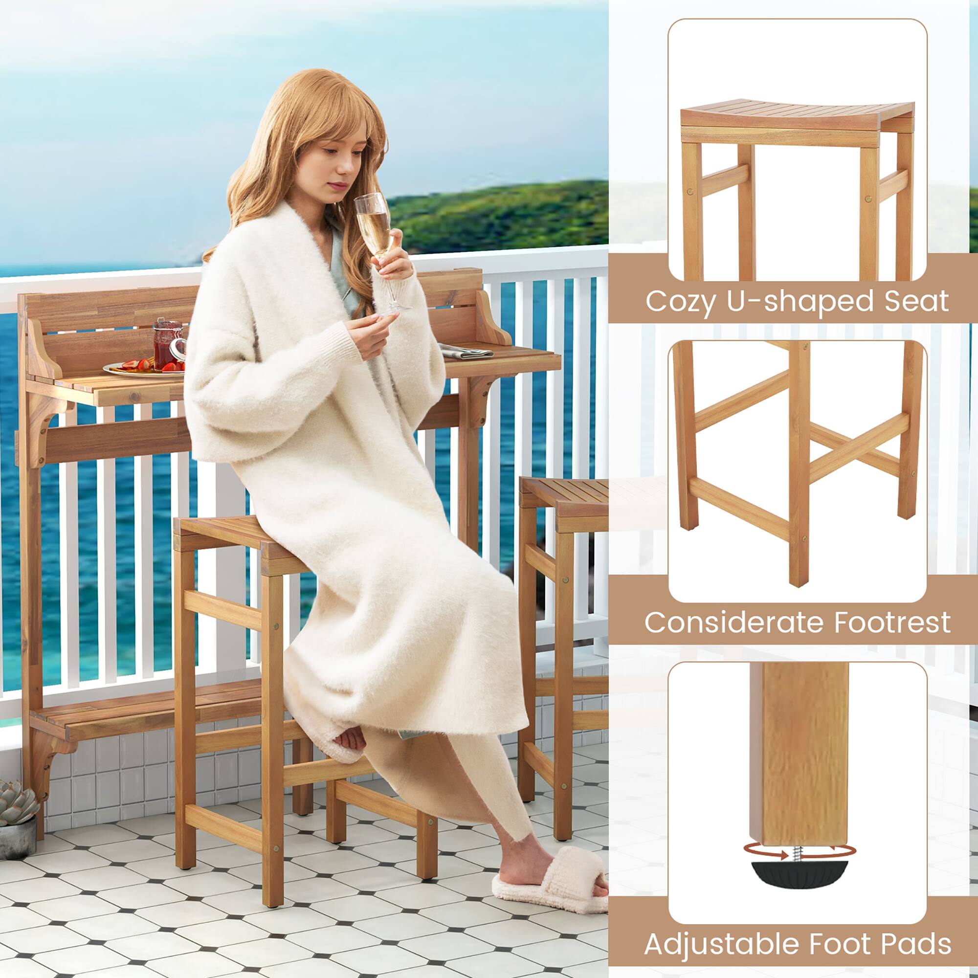 Cozy U-shaped Seat, Considerate Footrest, Adjustable Foot Pads