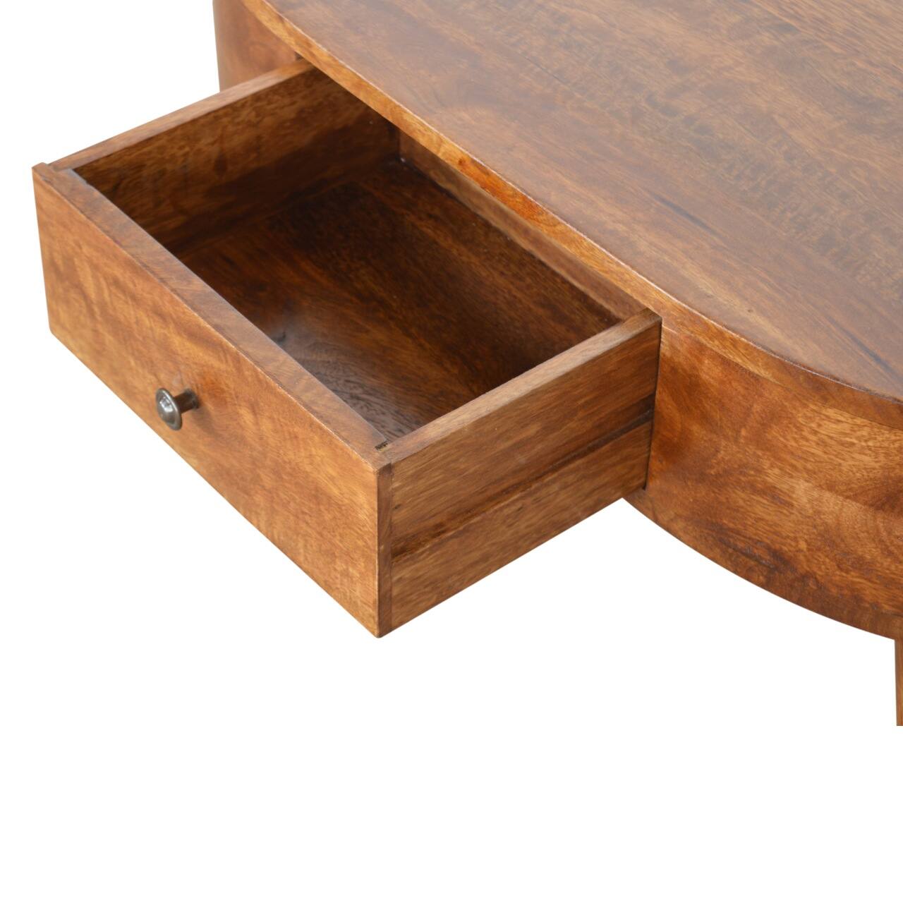 Alt View 2. Artisan Furniture - Artisan Furniture Solid Wood Chestnut Rounded Coffee Table, 2 Drawers, Brown - Brown.