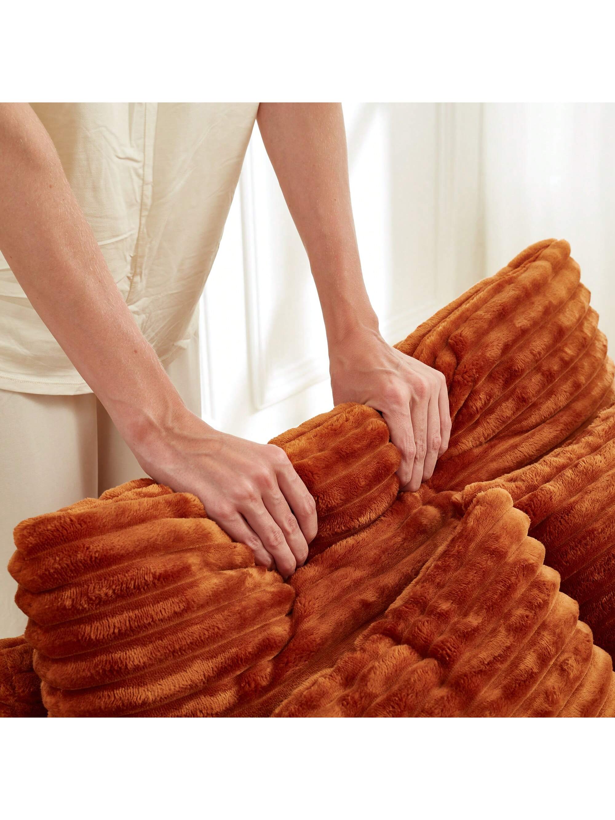 Left. Trinkets Crazed - Corduroy Chaise Lounge Sofa With Ottoman,Single Sofa Chair Bed With Storage Amrest,Cup Holder,180°Rotating Table Board - Orange.