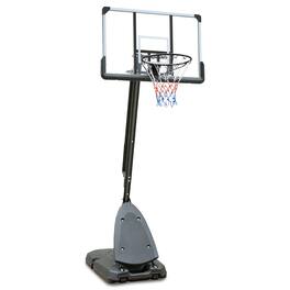 Ecooso - Portable Basketball Hoop System, Adjustable 7.5-10 ft, 44" Backboard, Wheels & Stable Base - Transparent