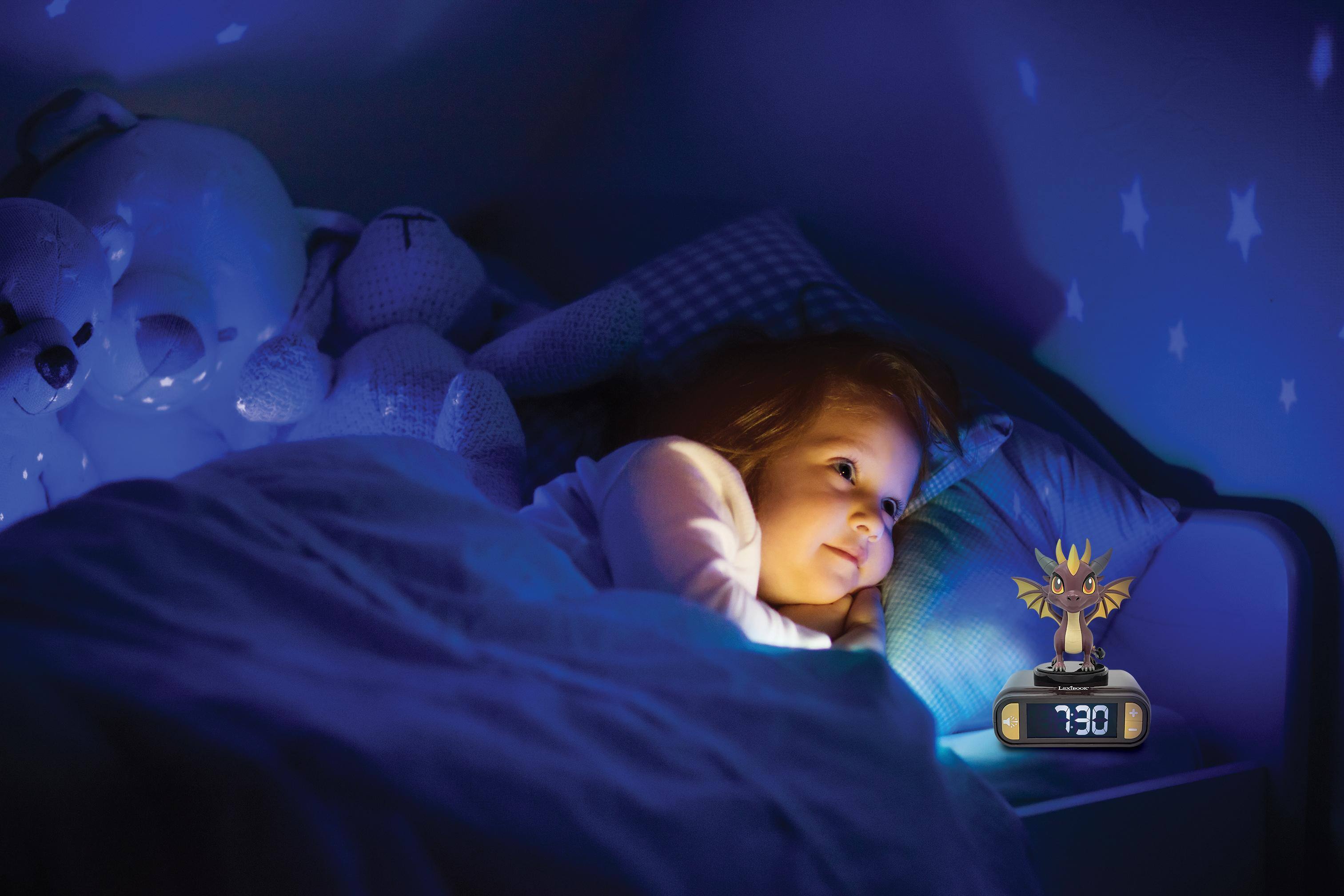 Alt View 4. Lexibook - Dragon Night light Alarm Clock with sounds - Black.