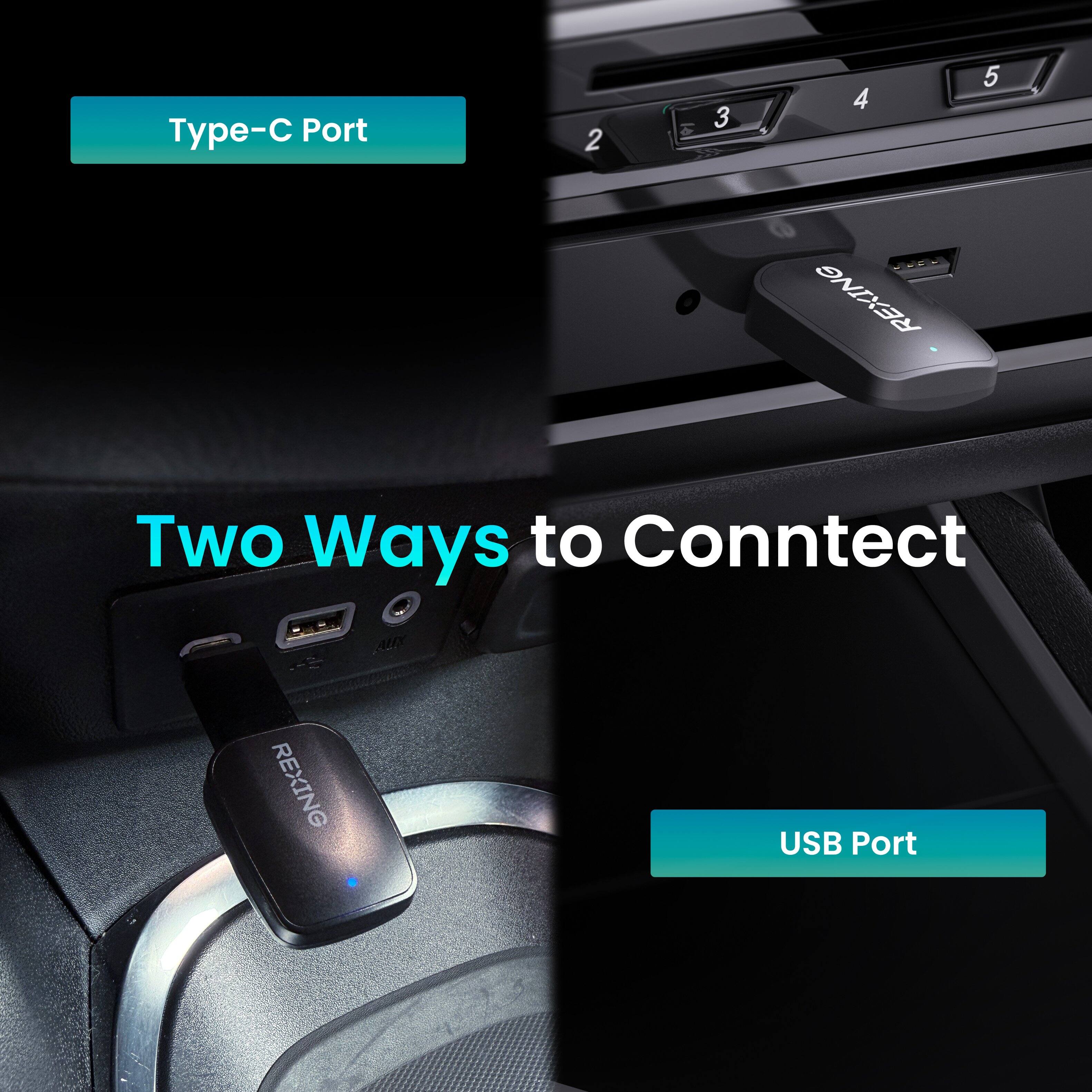 Type-C Port, USB Port, Two Ways to Connect, REXING, AUY, Port 2 3 4 5 G