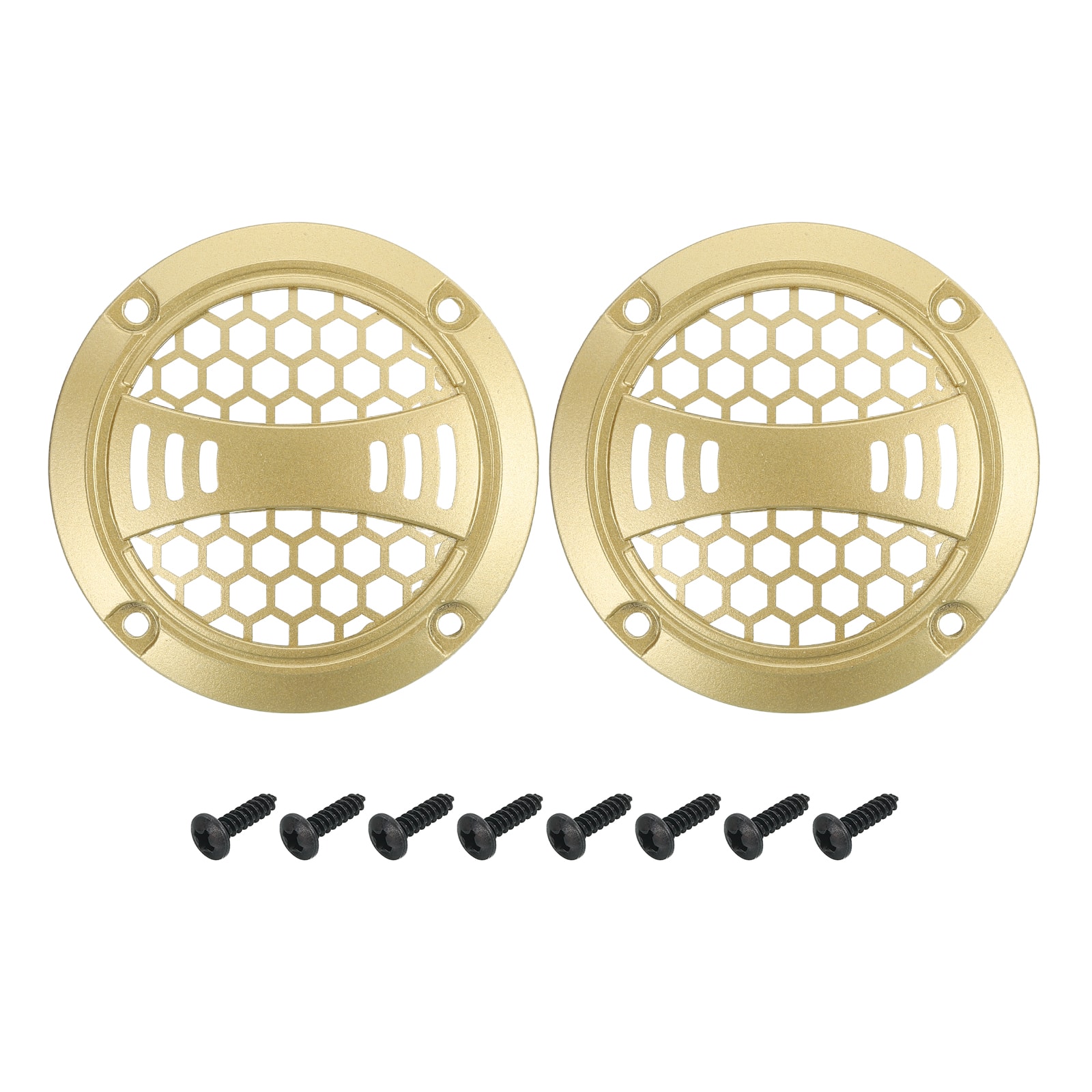 Unique Bargains - 2pcs 2" Speaker Grill Mesh Plastic Woofer Guard Protector Plastic Frame with Screws for Home Audio Car Speaker - Gold