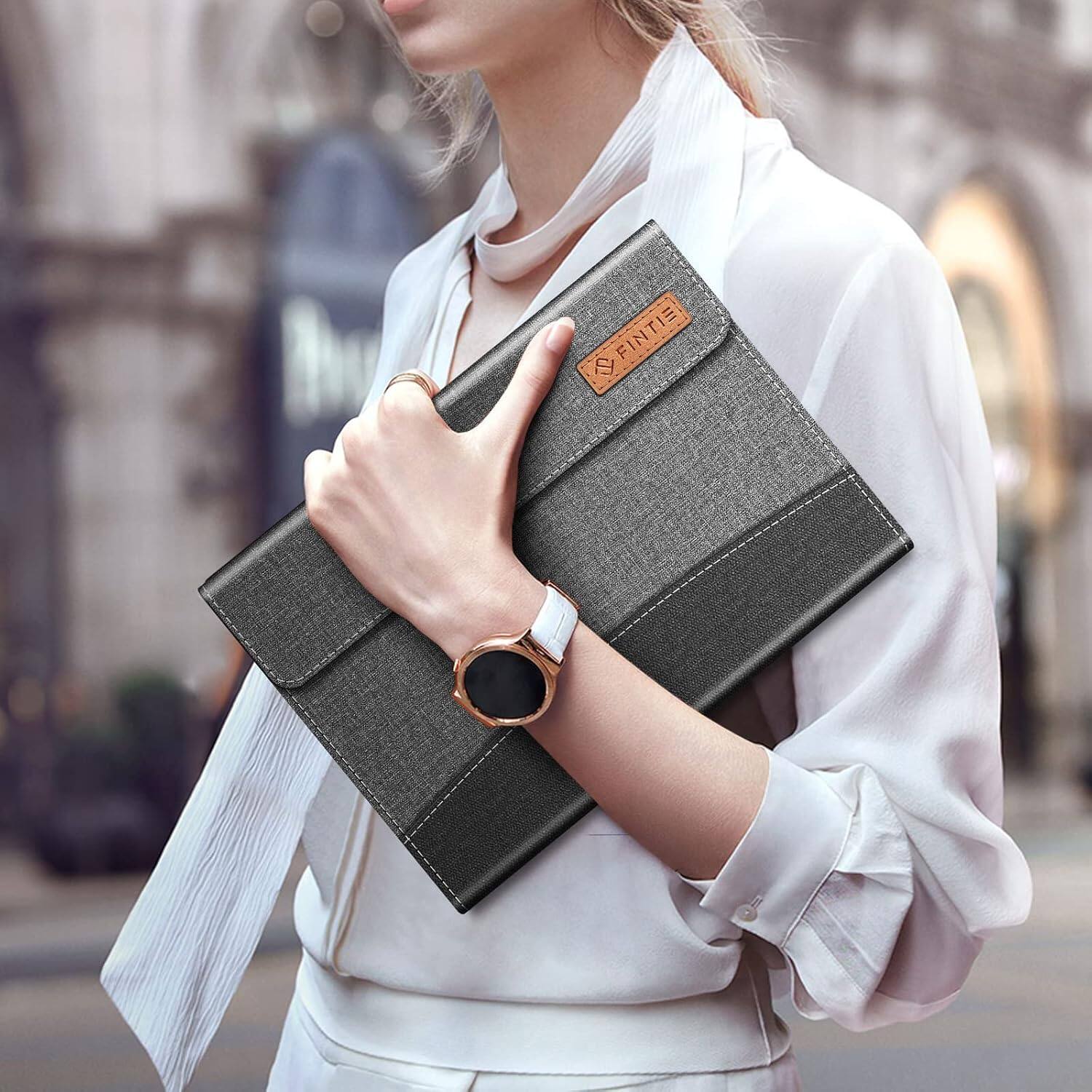 Alt View 4. Fintie - Portfolio Case for Samsung Galaxy Tab S6 Lite 10.4 Inch 2024/2022/2020, Multiple Angles Business Cover with Pocket - Gray.