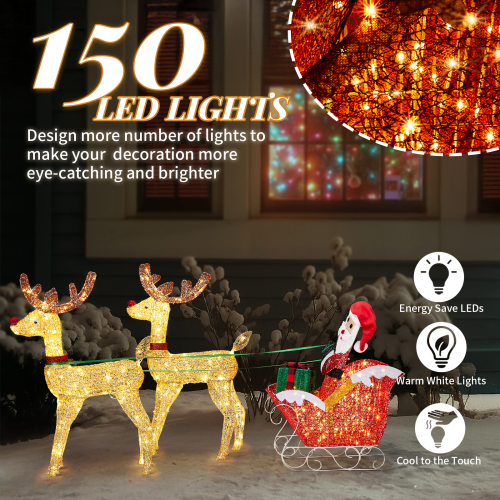 150 LED LIGHTS  
Design more number of lights to make your decoration more eye-catching and brighter  

Energy Save LEDs  
Warm White Lights  
Cool to the Touch