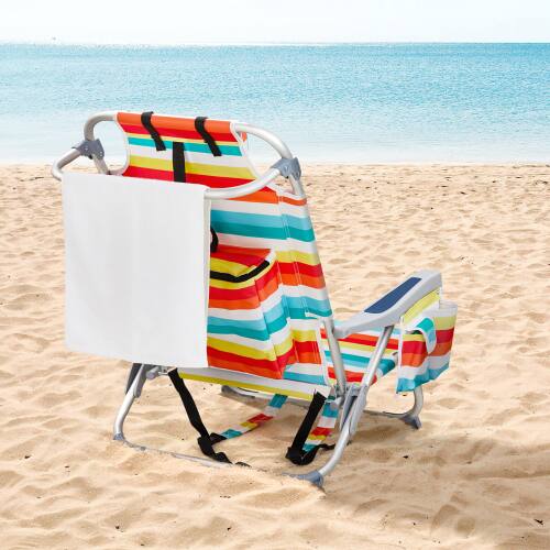 Alt View 7. Winado - Backpack Beach Camping Chair Folding Adjustable Heavy Duty Aluminum with Cup Holder, Towel Bar for Outdoor Beach Camping - Rainbow Stripes.
