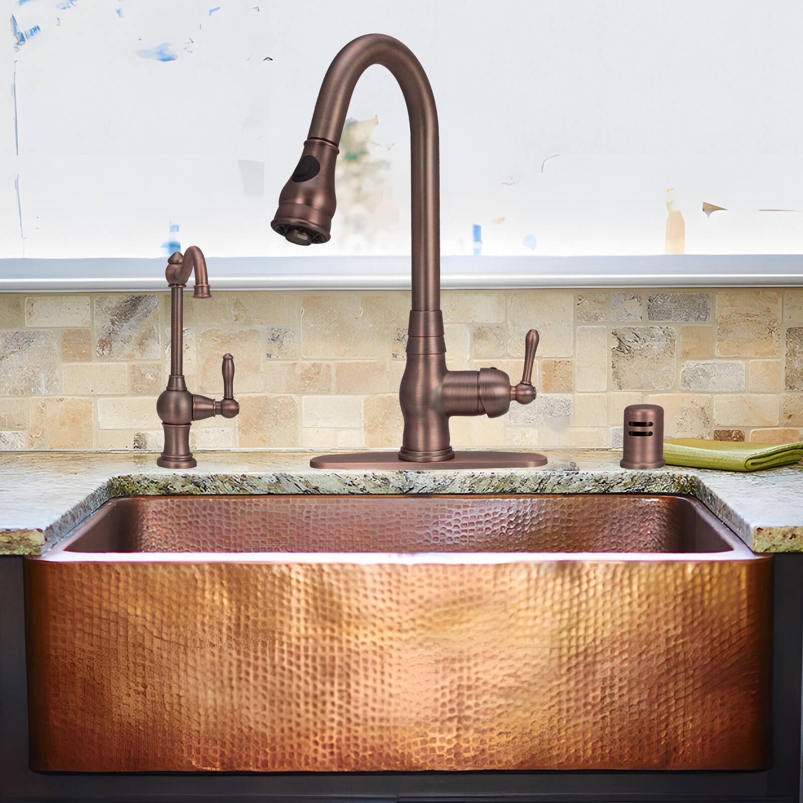 Alt View 5. Akicon - Akicon One-Handle Solid Brass Kitchen Drinking Water Filter Faucet in Antique Brass - Antique Brass.