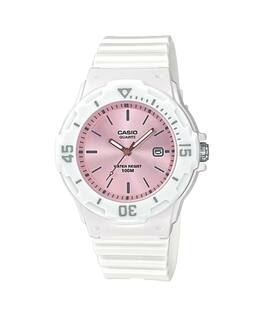 Casio - Women's Water-Resistant Analog Watch with Rose Gold Accents - LRW-200H-4E3VCF - White