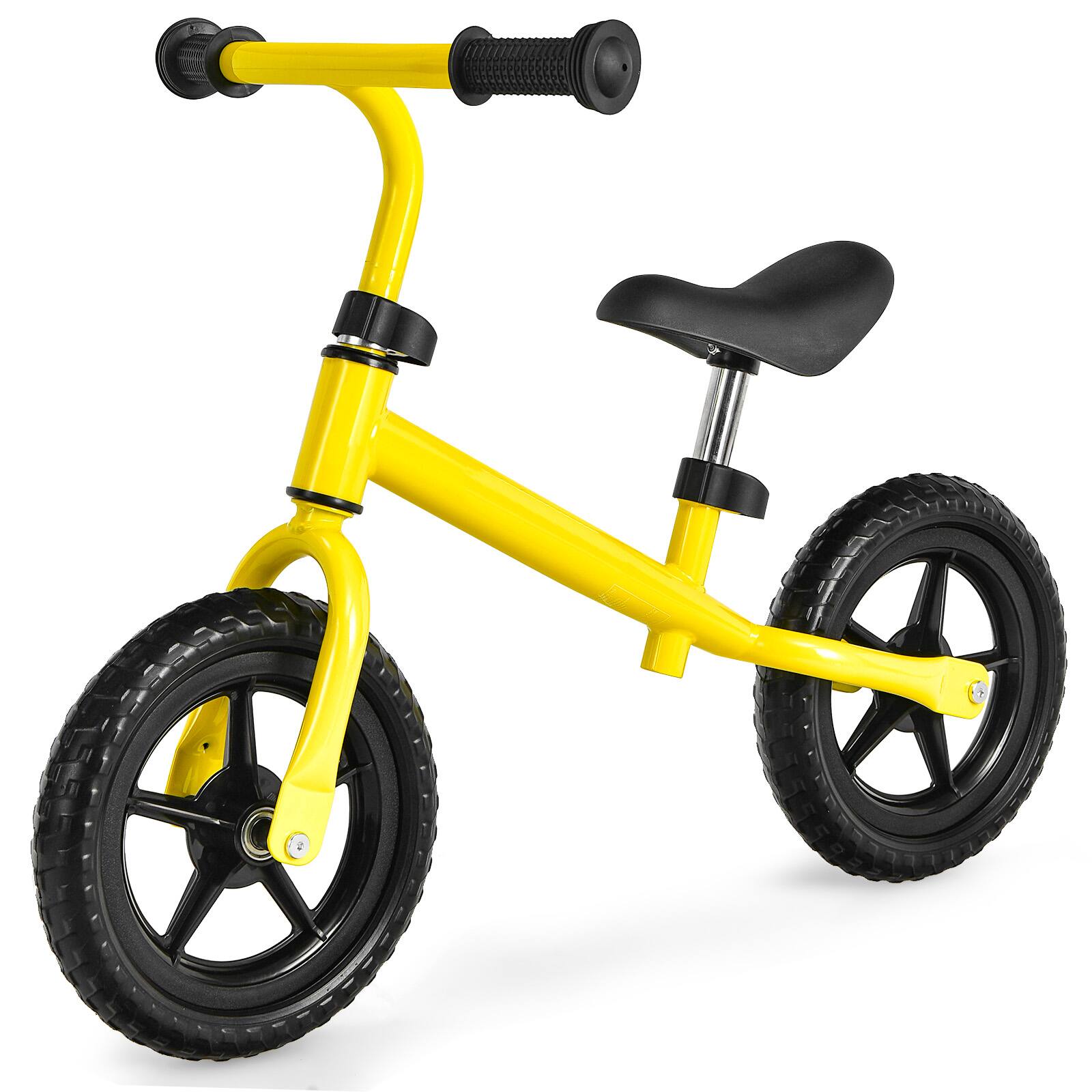 Front. Costway - Costway Kids Balance Bike No Pedal Training Bicycle w/Adjustable Handlebar & Seat - Yellow.