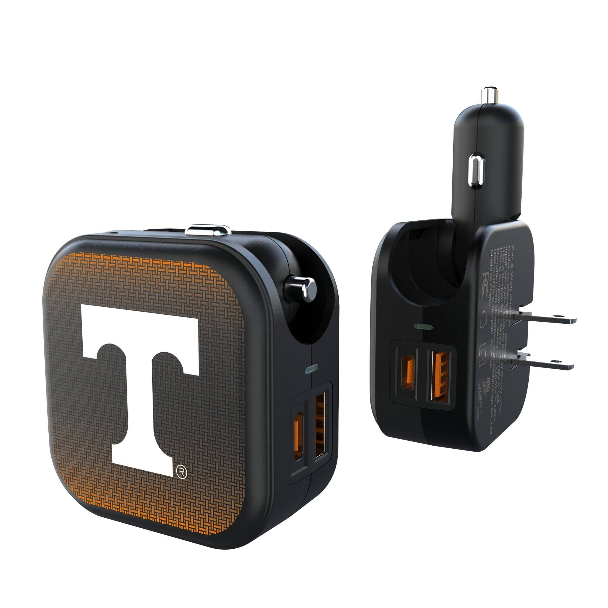 Front. Keyscaper - Tennessee Volunteers 2-in-1 USB A/C Charger - Black.