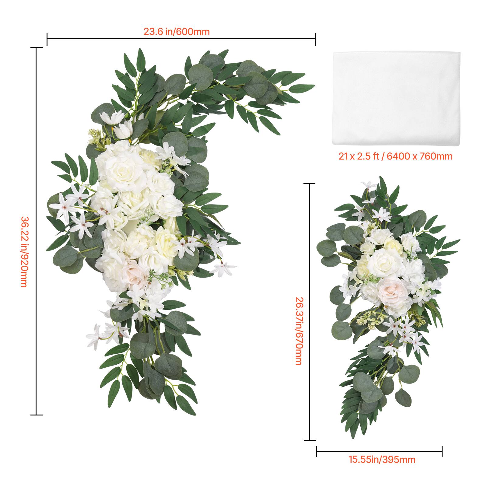 23.6 in/600mm  
21 x 2.5 ft/ 6400 x 760mm  
36.22 in/920mm  
26.37 in/670mm  
15.55 in/395mm