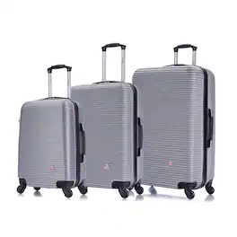 InUSA - Royal lightweight hardside Spinner 3 Piece Luggage Set 20"/24"/28" - Silver