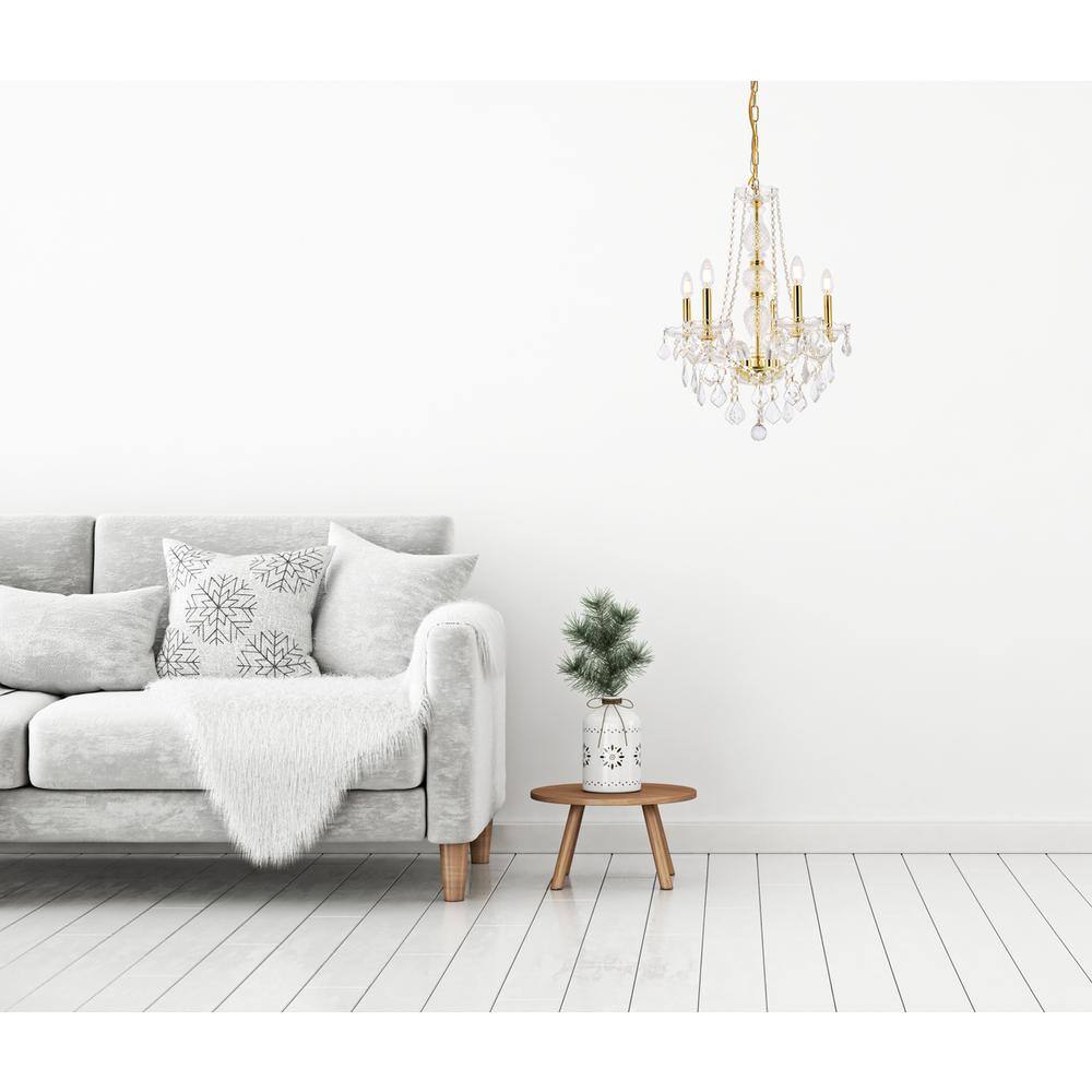 Elegant Lighting - Verona 5 light Chandelier Clear Royal Cut Crystal - Gold