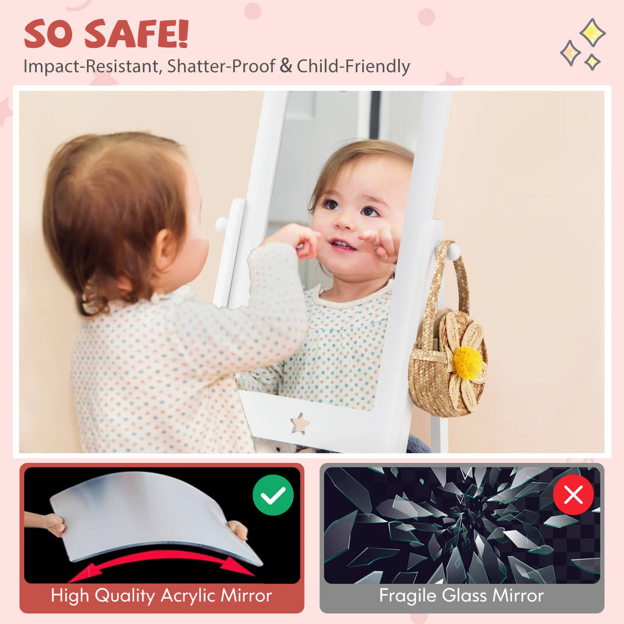 SO SAFE!  
Impact-Resistant, Shatter-Proof & Child-Friendly  

High Quality Acrylic Mirror  
Fragile Glass Mirror