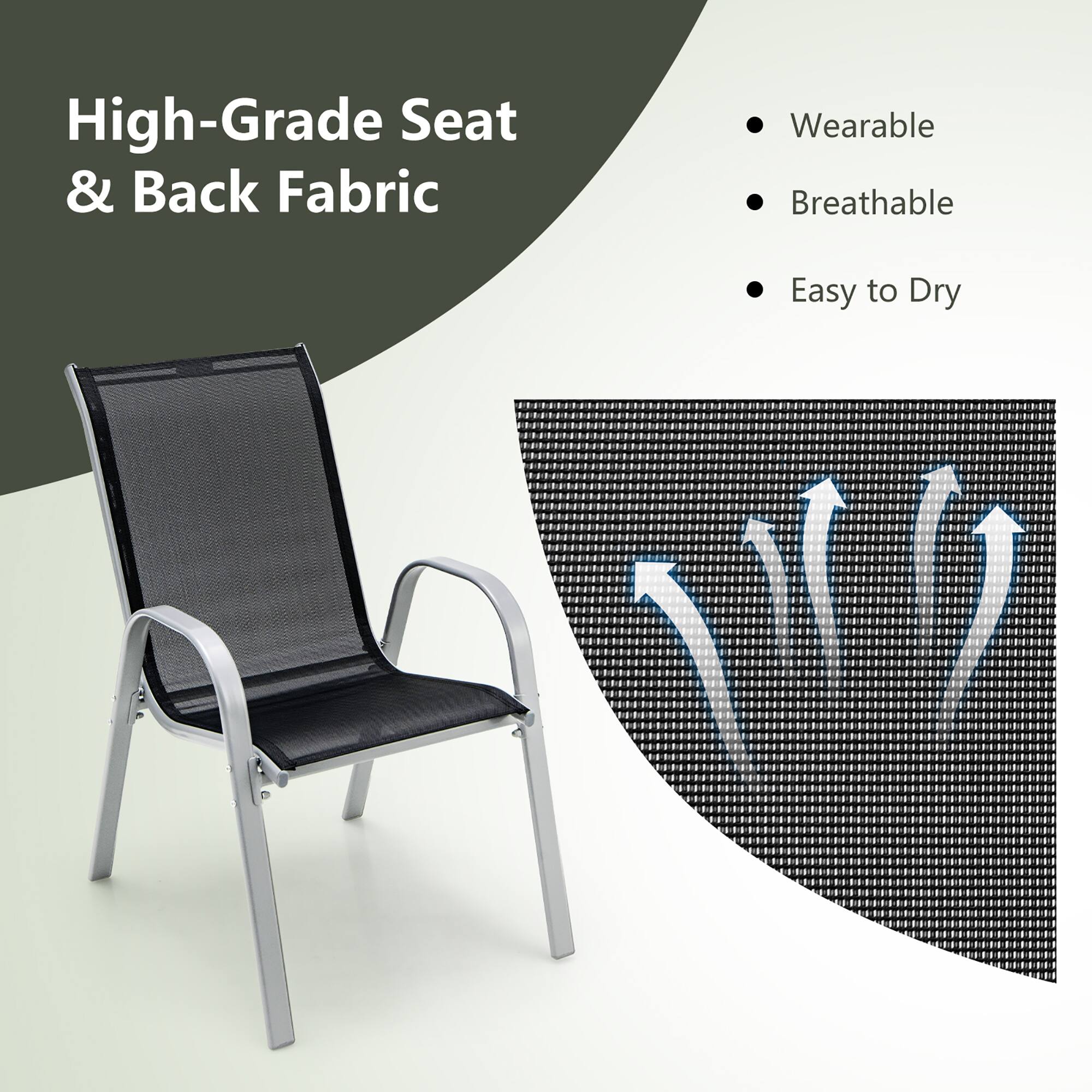 High-Grade Seat & Back Fabric

- Wearable
- Breathable
- Easy to Dry