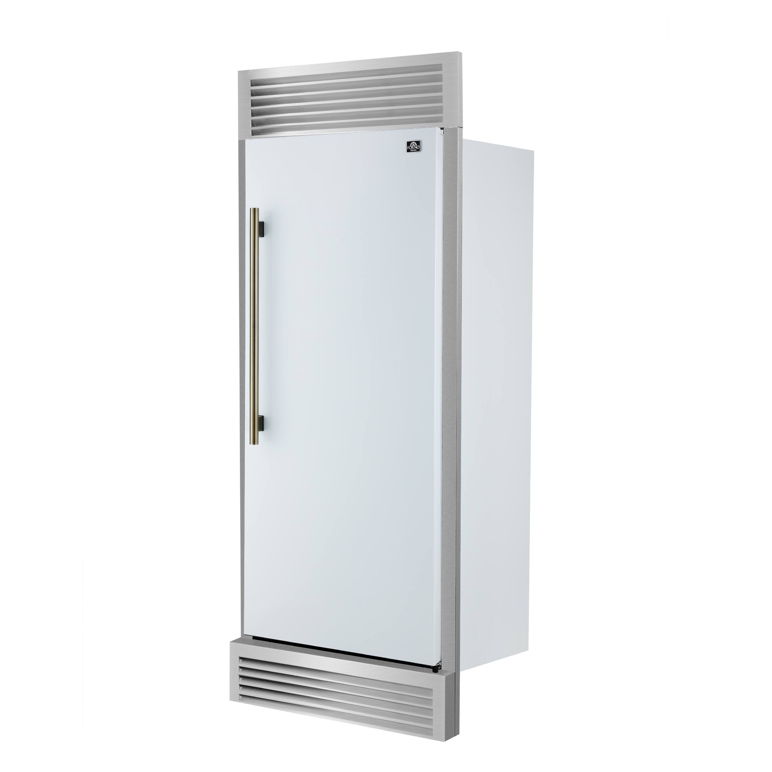 Angle. Forno Appliances - Maderno 13.6 Cu. Ft. Built-In Upright Convertible Freezer with Decorative Trim and Right Swing Door - White.