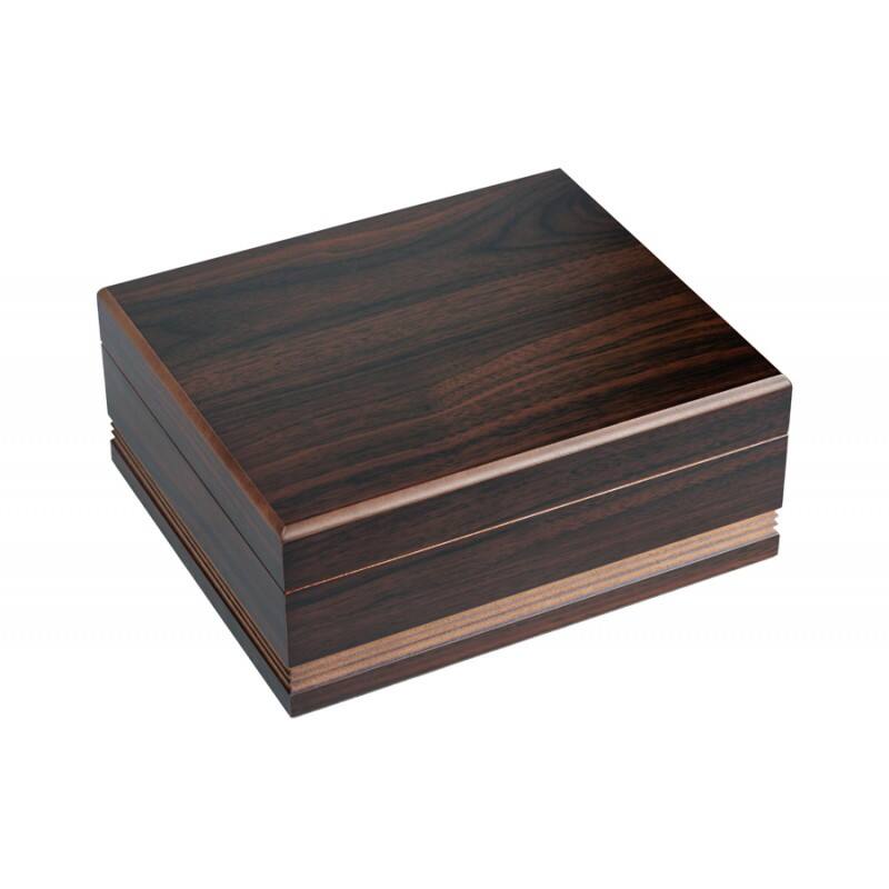 Angle. Prestige - Monarch Cigar Humidor - Rich Walnut Finish.