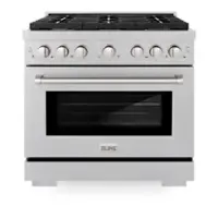 ZLINE - 36 in. Paramount Satin Stainless Gas Range w/ Convection Oven & 6 Brass Burners (SGRS-BR-36) - Stainless Steel - Front_Zoom
