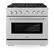 Front. ZLINE - 36 in. Wide 6 Burner Paramount Satin Stainless Gas Range w/ Convection Oven (SGRS-BR-36) - Stainless Steel.