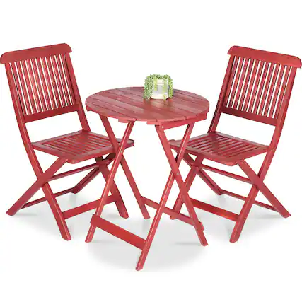 Front. Best Choice Products - Best Choice Products 3-Piece Acacia Wood Bistro Set, Folding Patio Furniture w/ 2 Chairs, Table - Ruby - Ruby.