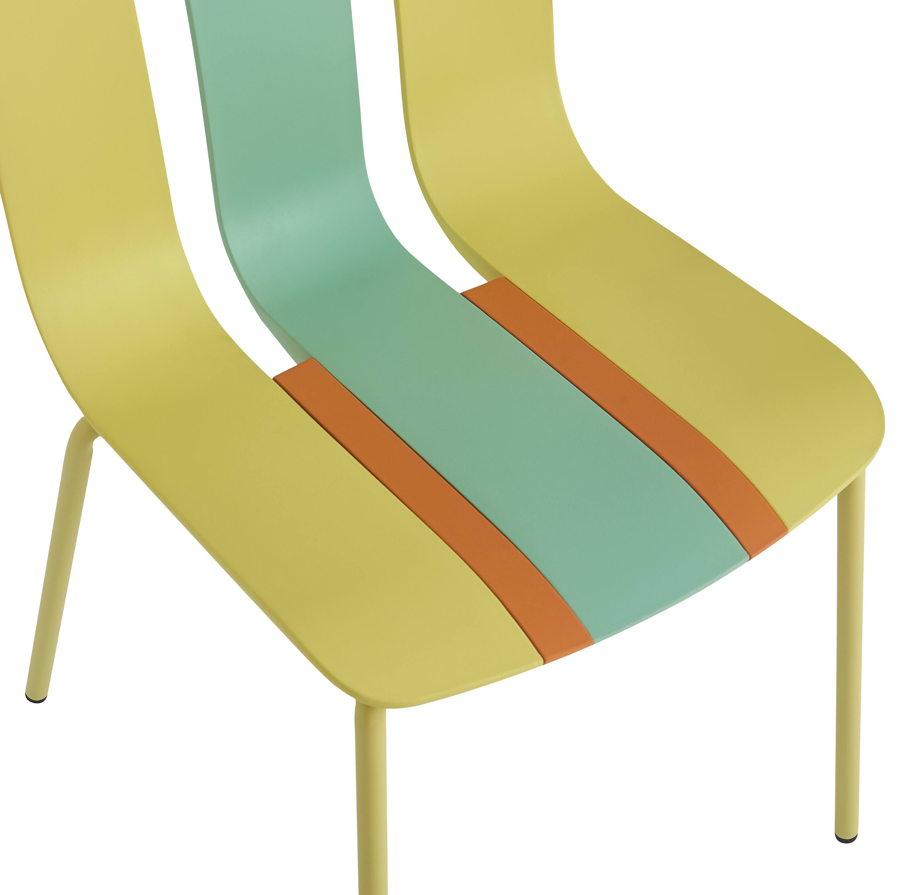 Alt View 6. Mondawe - 4-Pack Modern Striped Color Block Chairs – PP Plastic Seat & Sturdy Metal Legs - Yellow+Green.