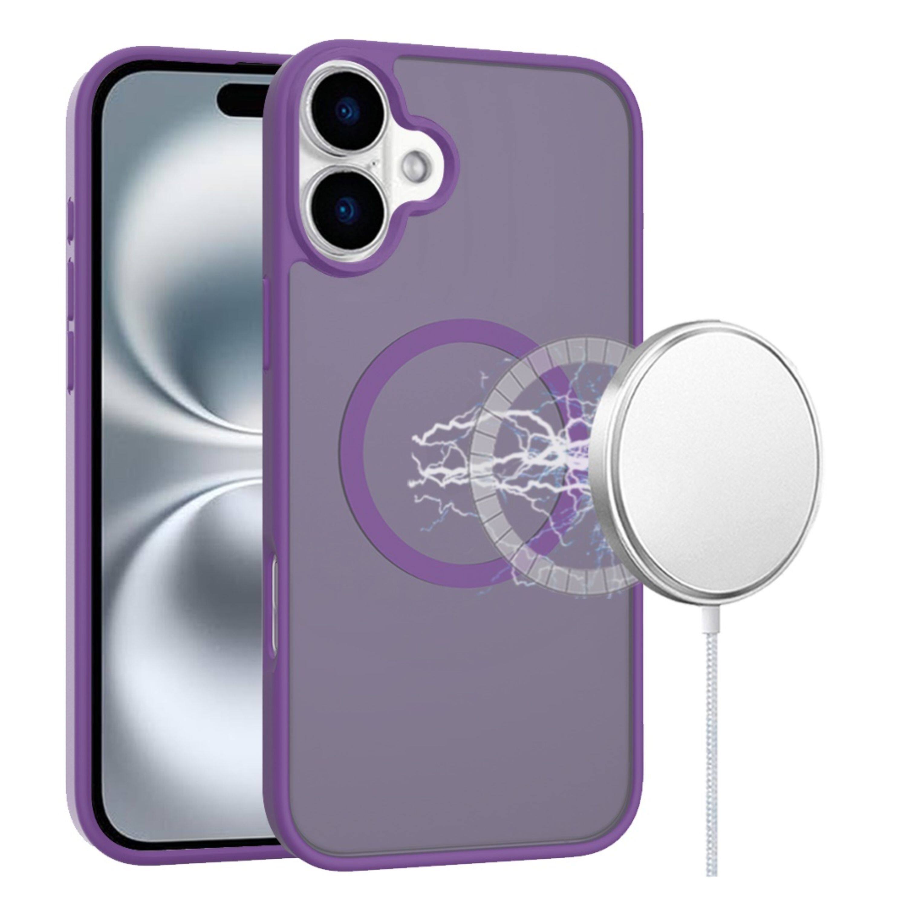 Kitcheniva - Translucent Soft Touch Magnetic Circle Phone Case With Tempered Glass For iPhone 16 - Dark Purple price history on PriceWatchPro
