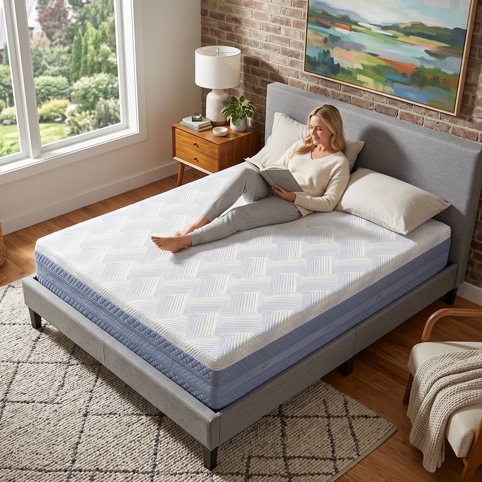 FED Fitness - King Size,Memory Foam Mattress 12 Inch King Mattress for Cooling Night Sleep Comfort Support Ink Painting - White/Black price history on PriceWatchPro