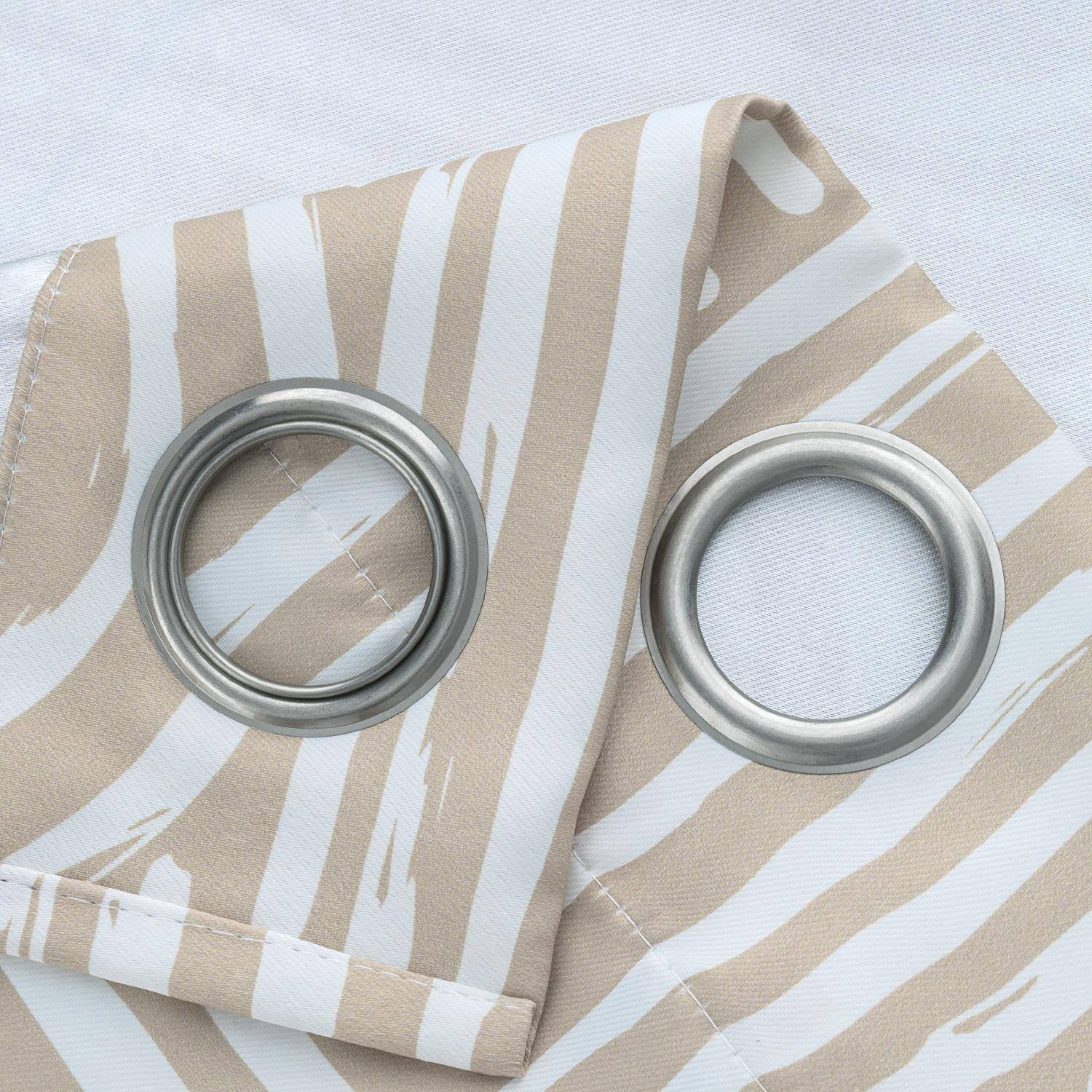 Left. RT Designers Collection - RT Designer Collection Ashton Printed Blackout Luxurious Decorative Grommet Curtain Panel 54" x 84" Taupe - Taupe.