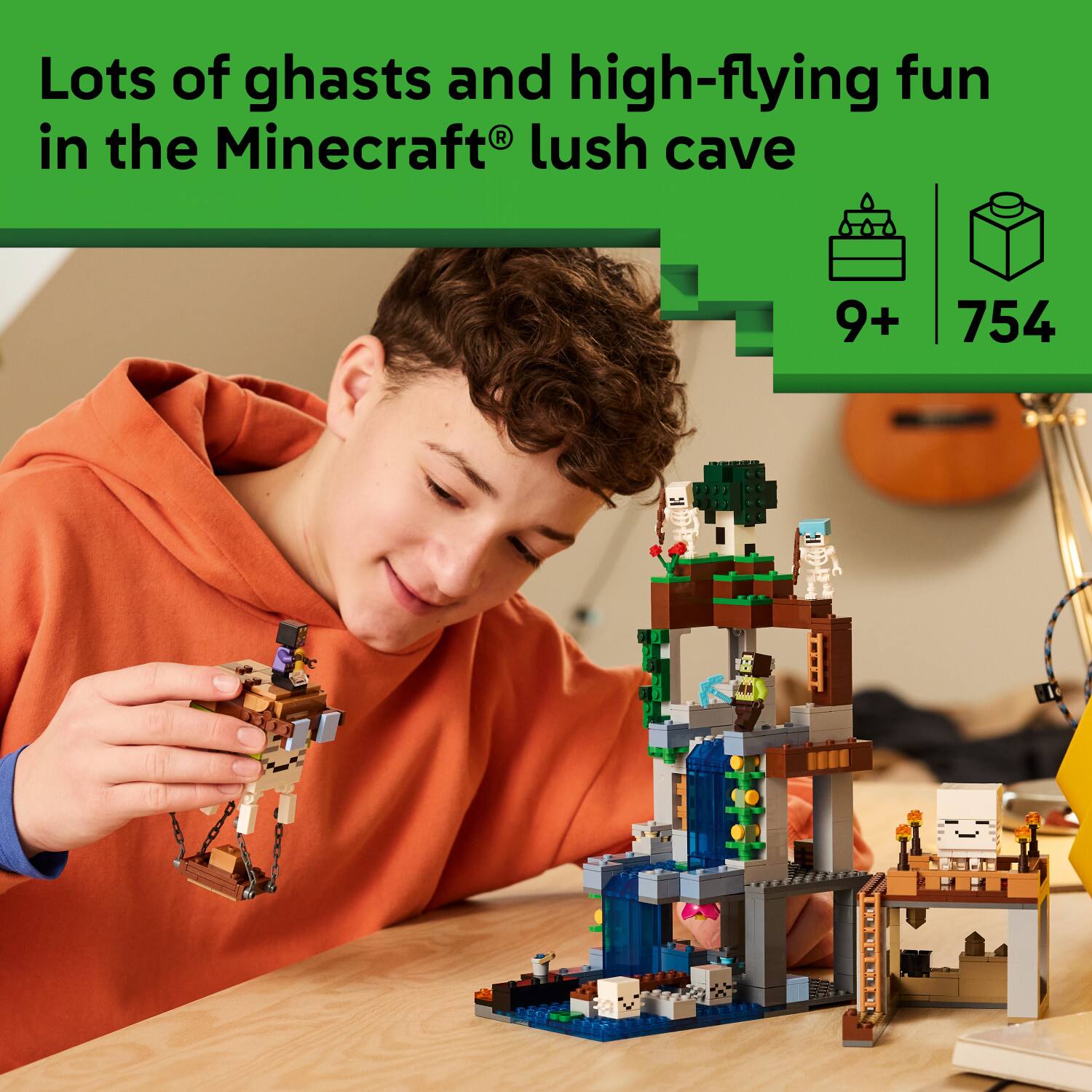 Lots of ghasts and high-flying fun in the Minecraft® lush cave  
9+ 754