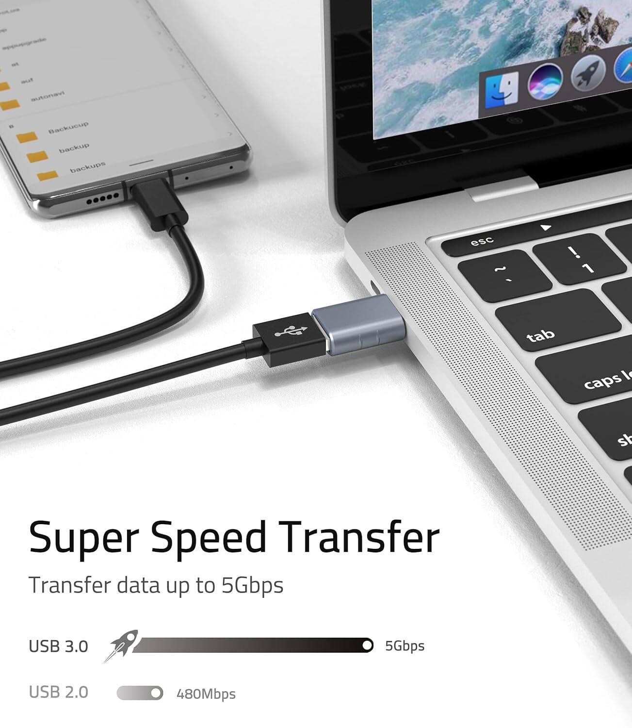 Super Speed Transfer  
Transfer data up to 5Gbps  

USB 3.0  
5Gbps  

USB 2.0  
480Mbps