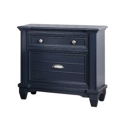 Manhattan Lane - Zeny Nightstand, 1 Cup Handle Drawer with 1 Shelf, Solid Wood - Slate Blue, Nickel