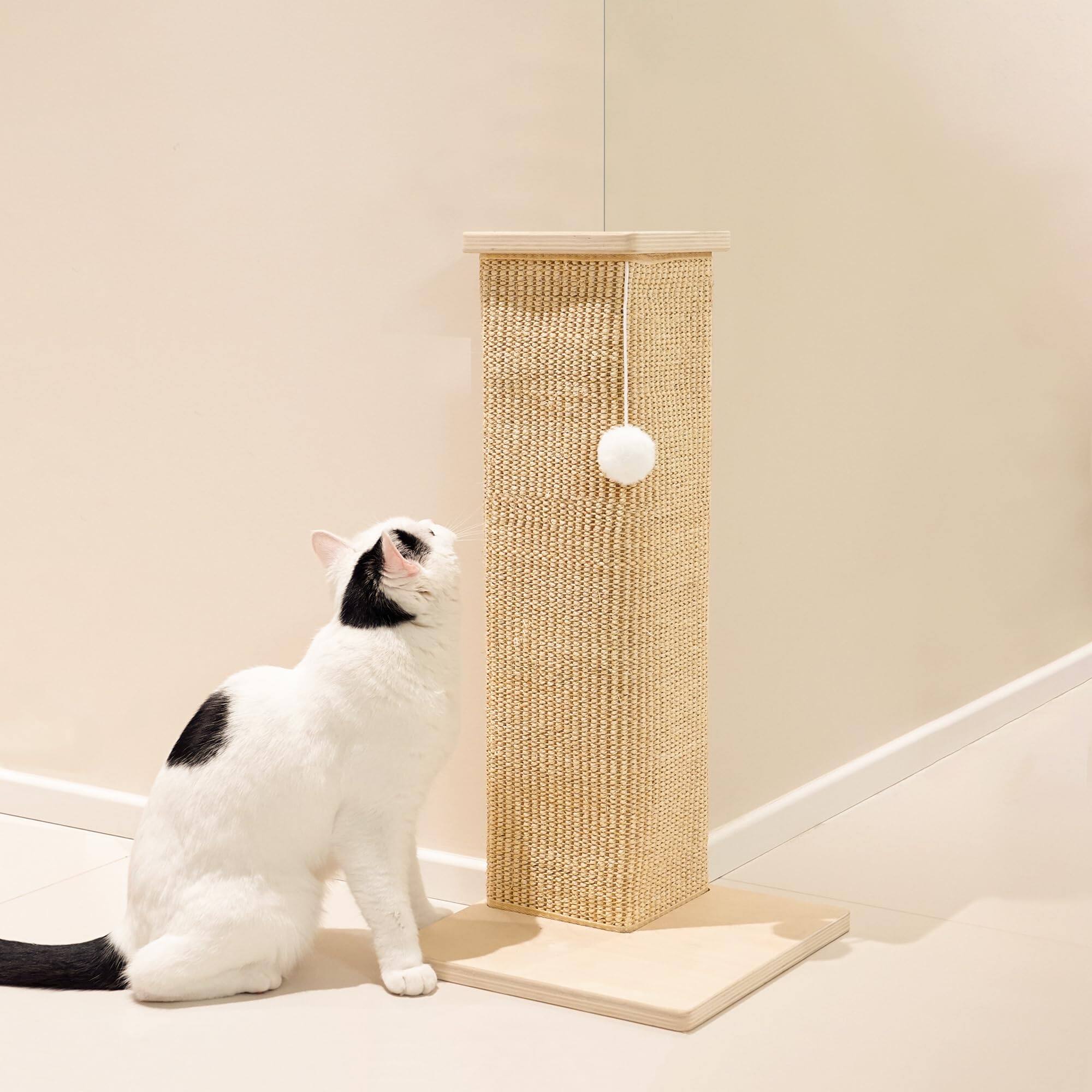 Front. Hirose Alice - Couch Corner Cat Scratcher 28 Wall Sisal Scratch Pad For Sofa Furniture Protector With Ball - Corner Scratcher Medium.