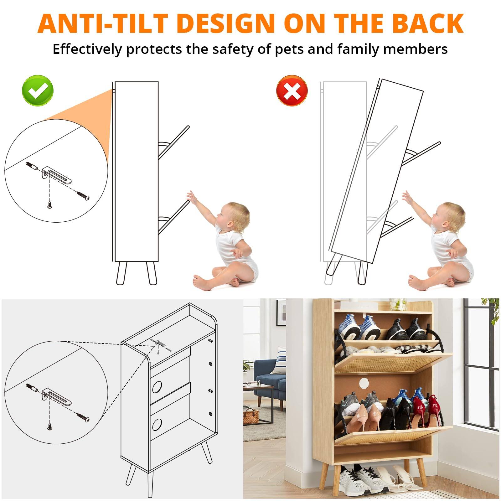 ANTI-TILT DESIGN ON THE BACK  
Effectively protects the safety of pets and family members