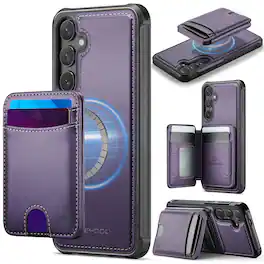 Dteck - 2-in-1 Detachable Magnetic Wallet Case for Samsung Galaxy S26, RFID Blocking PU Leather Cover with Card Holder - Purple