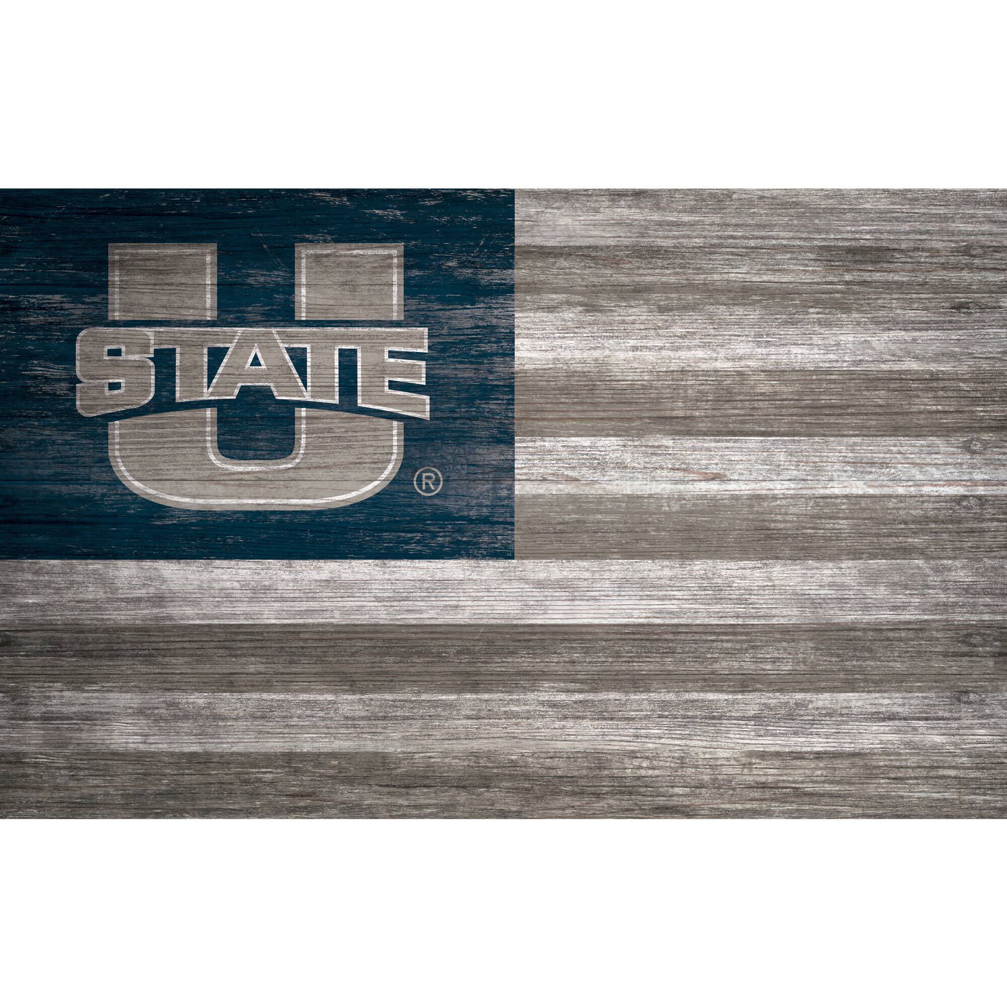 Utah State Aggies 11'' x 19'' Distressed Flag Sign