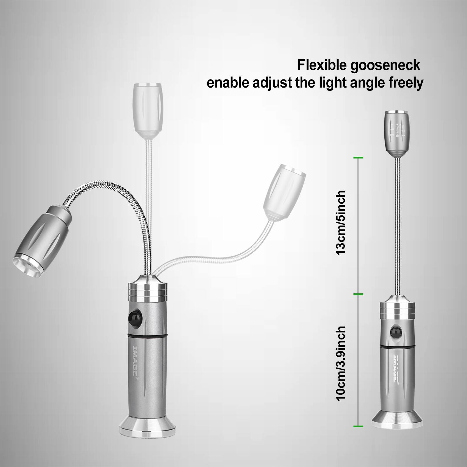 Flexible gooseneck enable adjust the light angle freely 13cm/5inch 10cm/3.9inch - * IMAGE