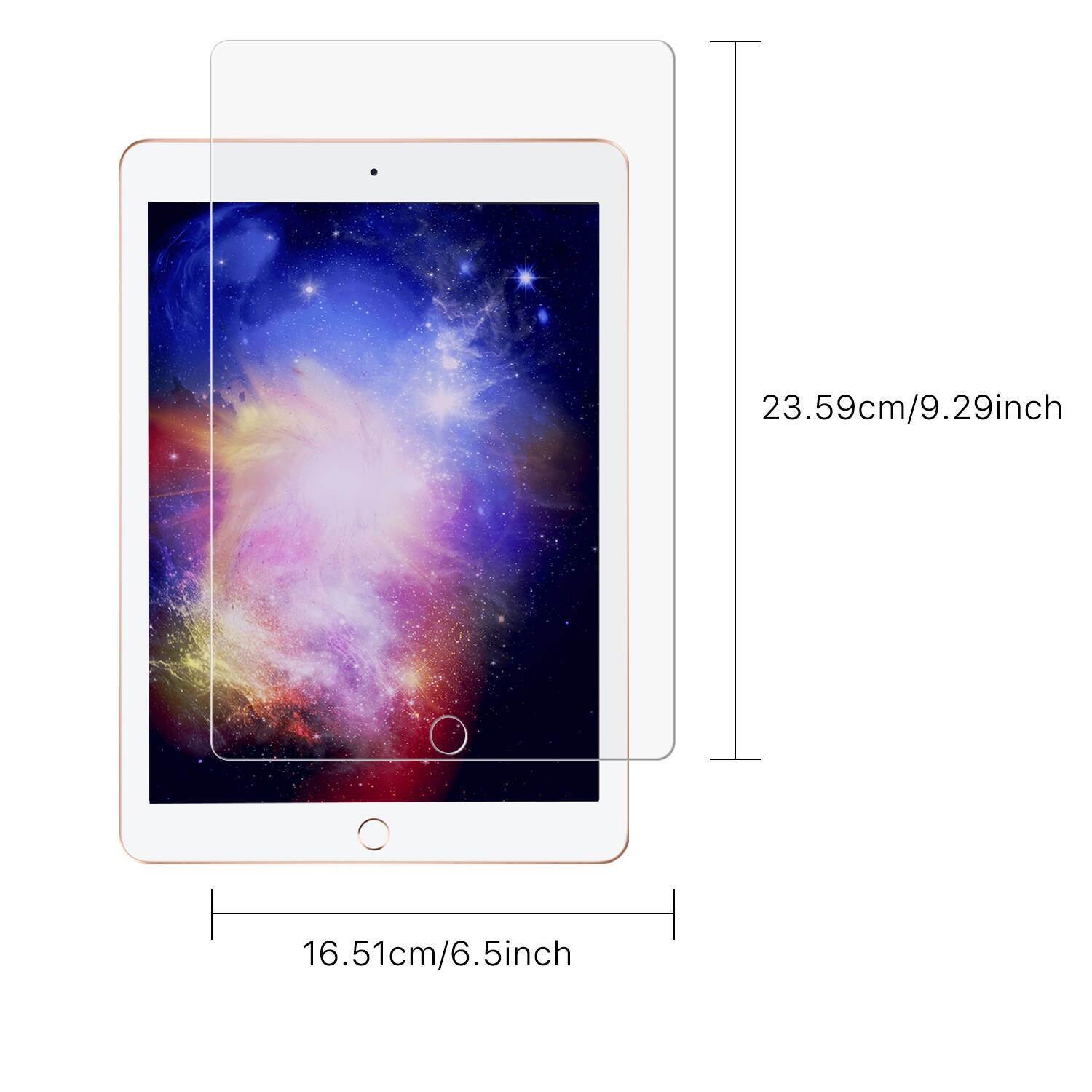 23.59cm/9.29inch  
16.51cm/6.5inch