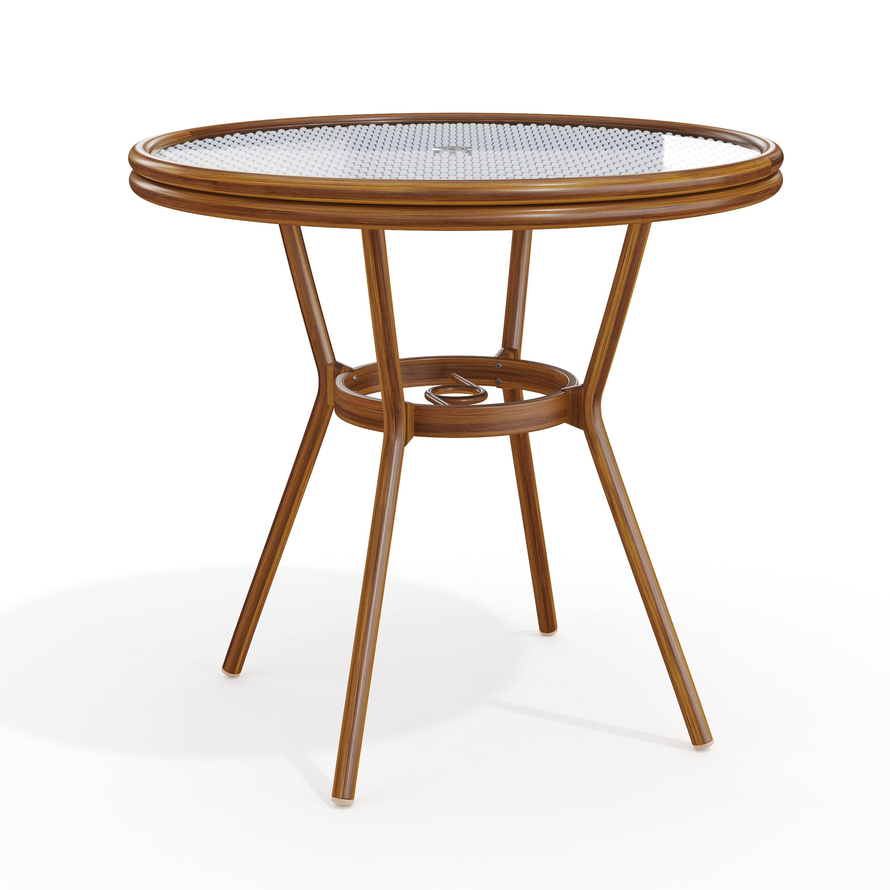 Alt View 7. Martha Stewart - Lily Pond 31" Round All-Weather Patio Bistro Dining Table - Navy & White/Natural Frame.