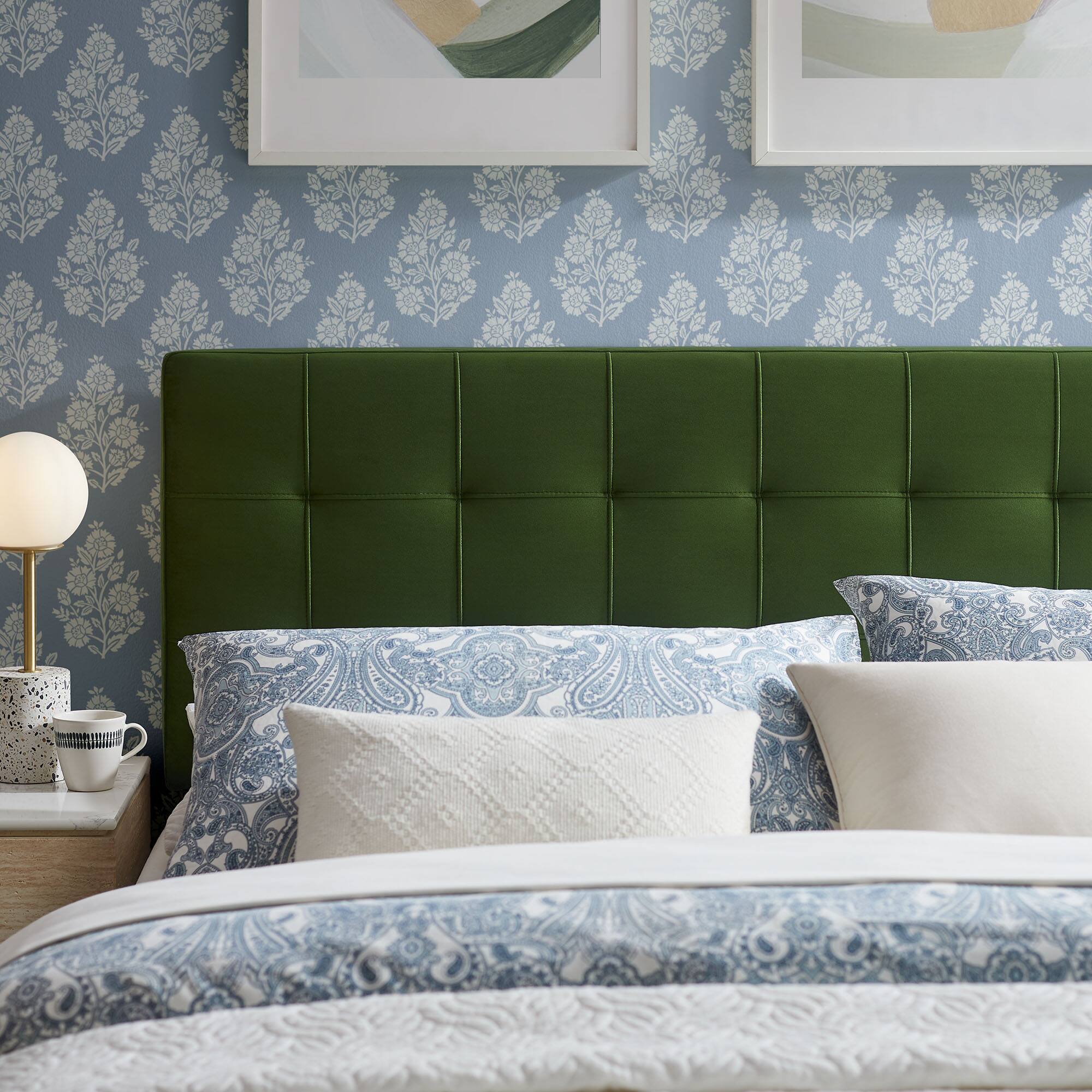 Alt View 1. Modway - Lily Biscuit Tufted Performance Velvet Headboard by Modway - Moss Green.