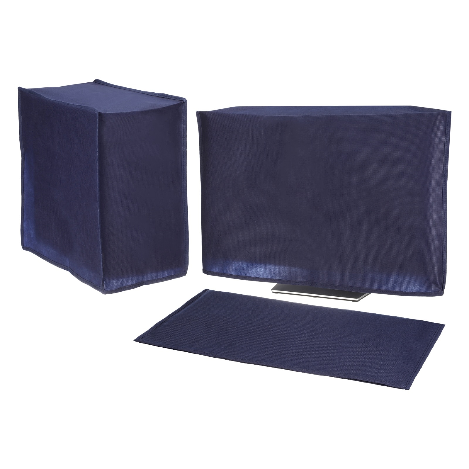 Unique Bargains - 3pcs Computer Dust Cover Set for 19" Monitor, Keyboard and Host PC, Non-Woven Dust Proof Protection Case - Blue