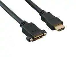 Cable Leader - High-Speed HDMI Panel Mount Extension Cable Male to Female, 28 AWG 4K Support for Server Rack, AV Cabinet - Black