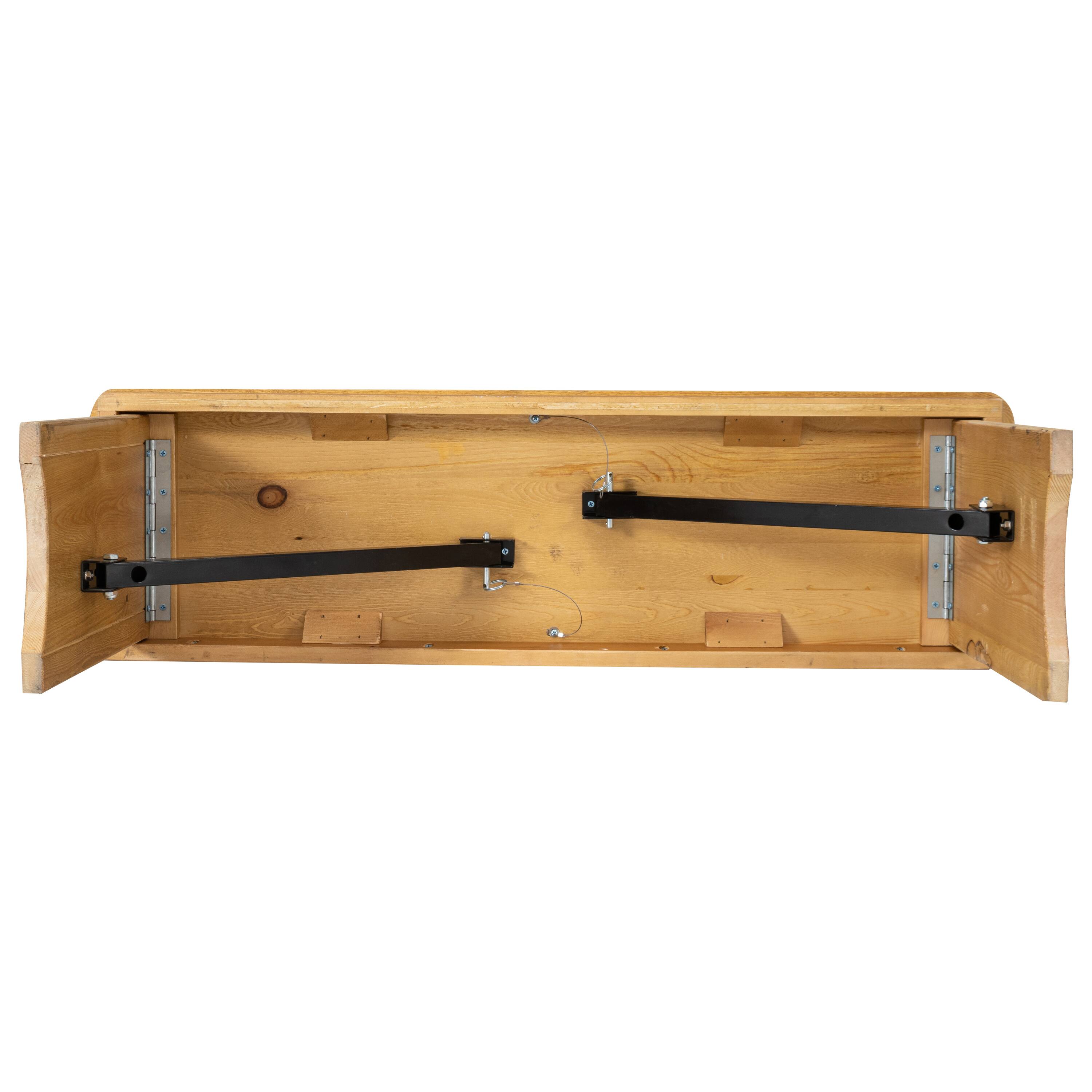 Alt View 9. Emma + Oliver - 40" x 12" Antique Rustic Solid Pine Folding Farm Bench - Portable Bench - Light Natural.