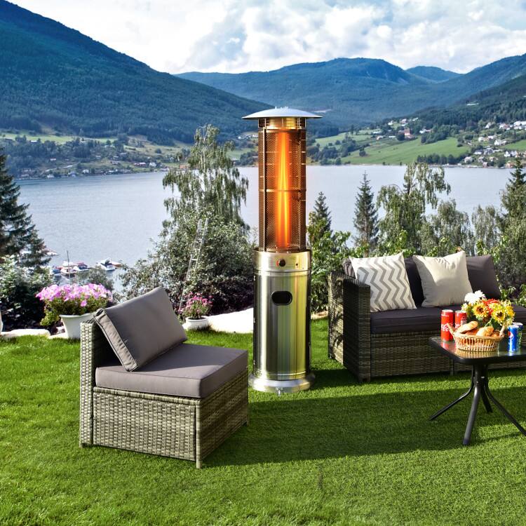 Alt View 7. Mondawe - 40000 BTU Stainless Steel Round Glass Tube Patio Heaters - Silver.