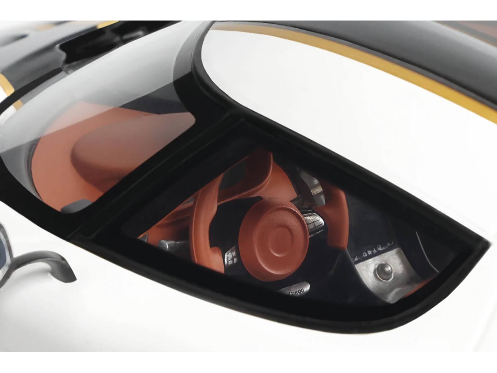 Left. GT Spirit - 2023 Koenigsegg Regera White with Black Stripes 1/18 Model Car by GT Spirit - White with Black.