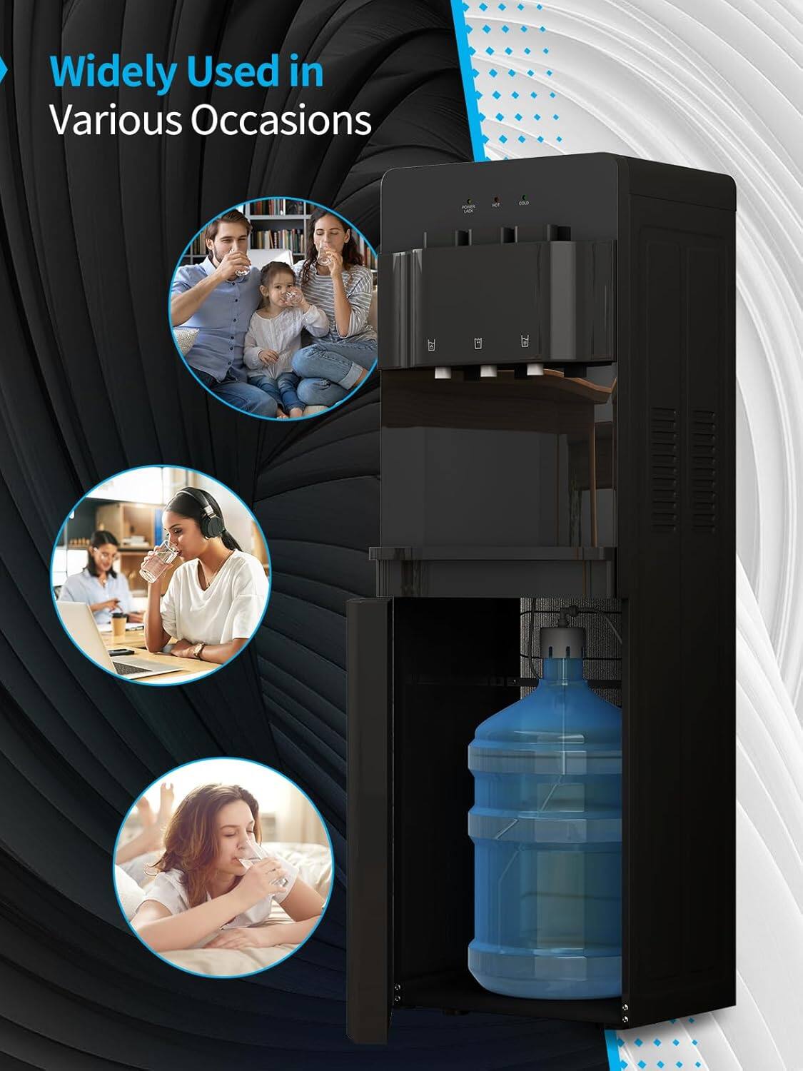 Alt View 5. Circus Cirle - Bottom-fill Water Dispenser - Triple Temperature Mode, with Child Lock and Anti-Scald Feature, Black - BLACK.