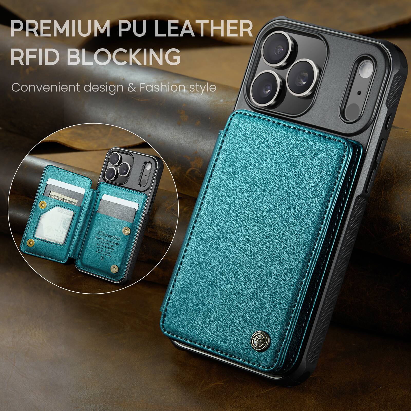 PREMIUM PU LEATHER RFID BLOCKING  
Convenient design & Fashion style