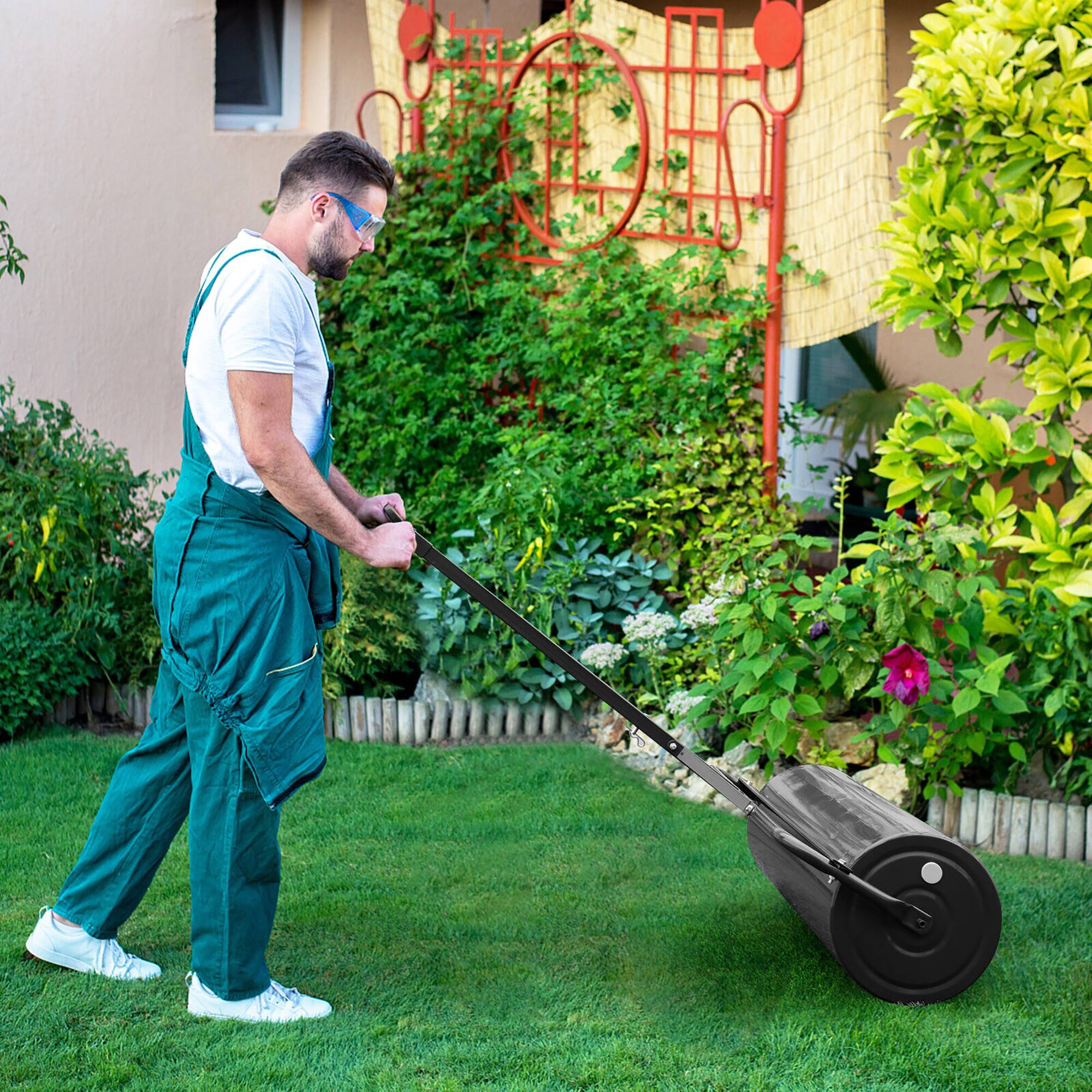 Alt View 2. Gymax - Gymax Lawn Roller Push/Tow Behind a Tractor Sod Drum Roller for Park Yard Garden Farm Black.