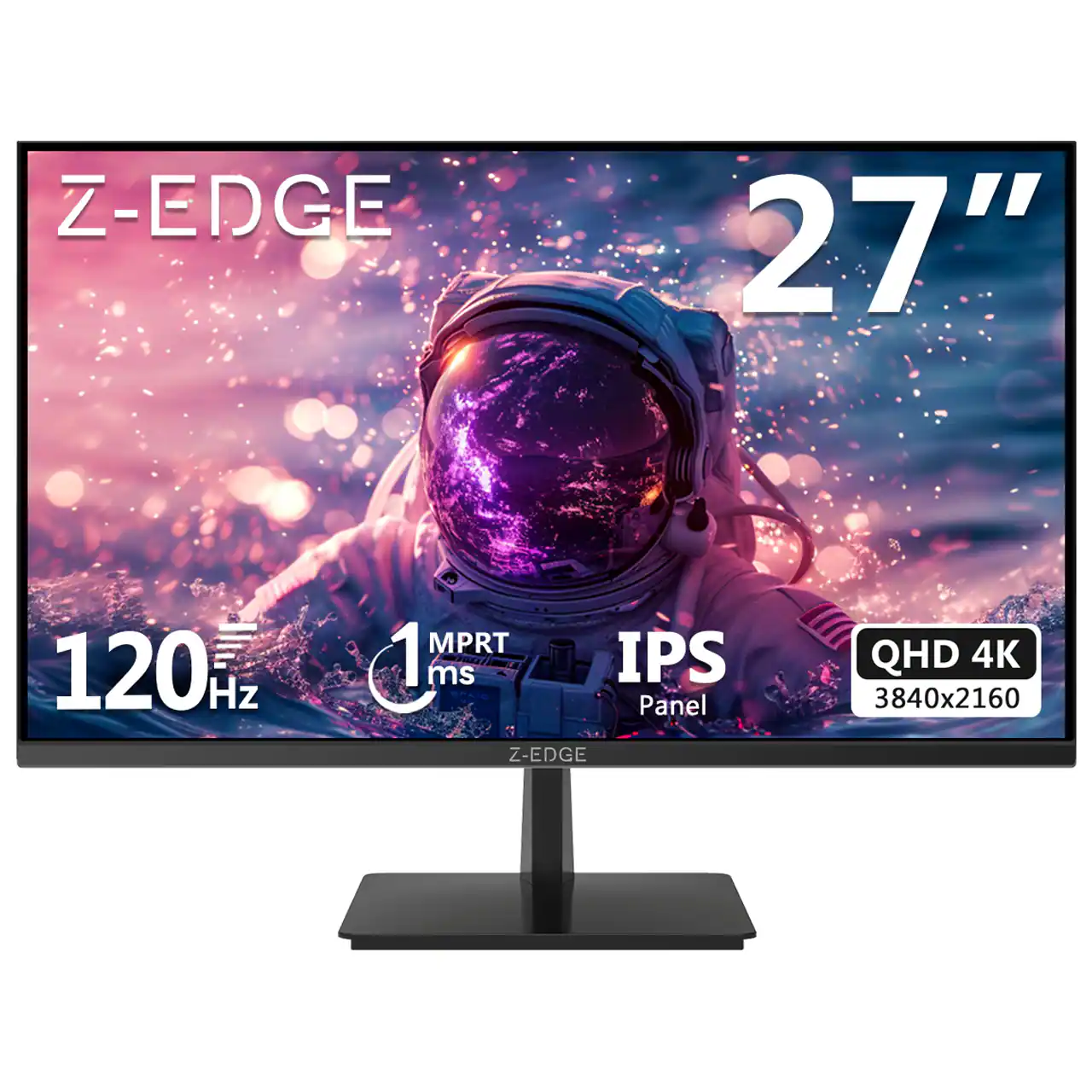 Z-Edge - 27" 4K UHD 3840 x 2160 120 Hz 1 ms Flat-Panel IPS Gaming Monitor, HDMI 2.1, DisplayPort 1.4 - Black