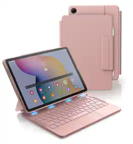 Dexnor - Keyboard Case for Samsung Galaxy Tab A9+ Plus, Magnetic Folio Keyboard, Trackpad Backlit Stylus Holder - Pink
